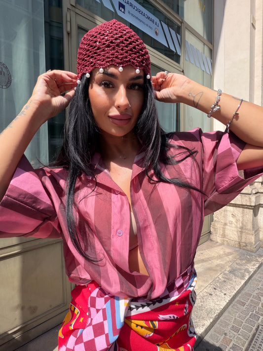 Camicia Pasha Bordeaux Rosa