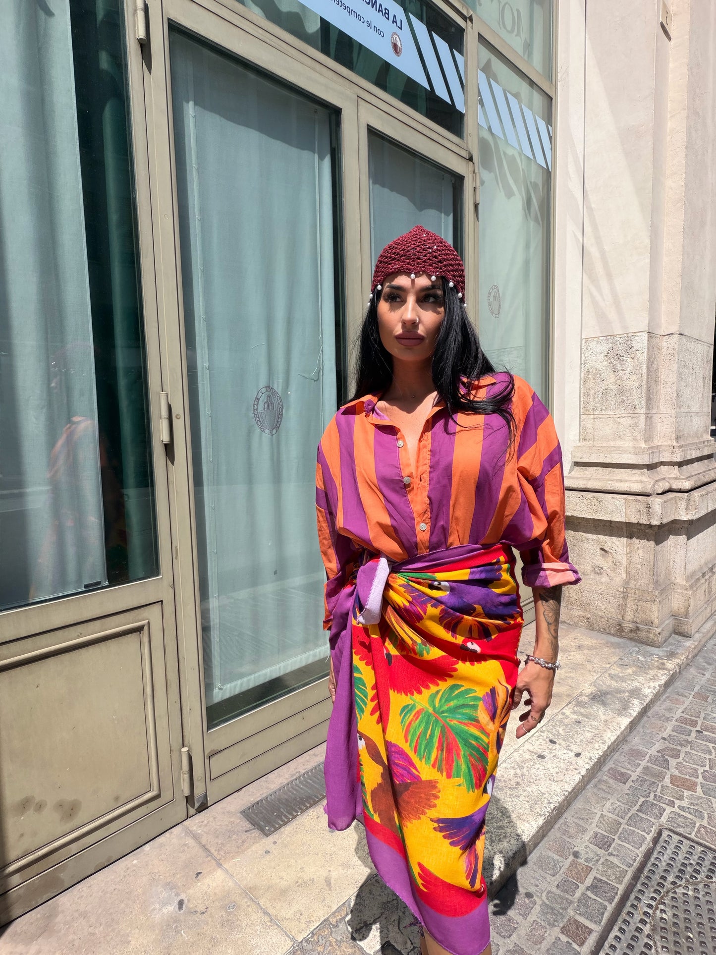 Camicia Pasha Arancio Magenta