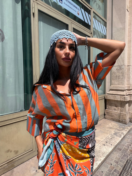 Camicia Pasha Celeste Arancio